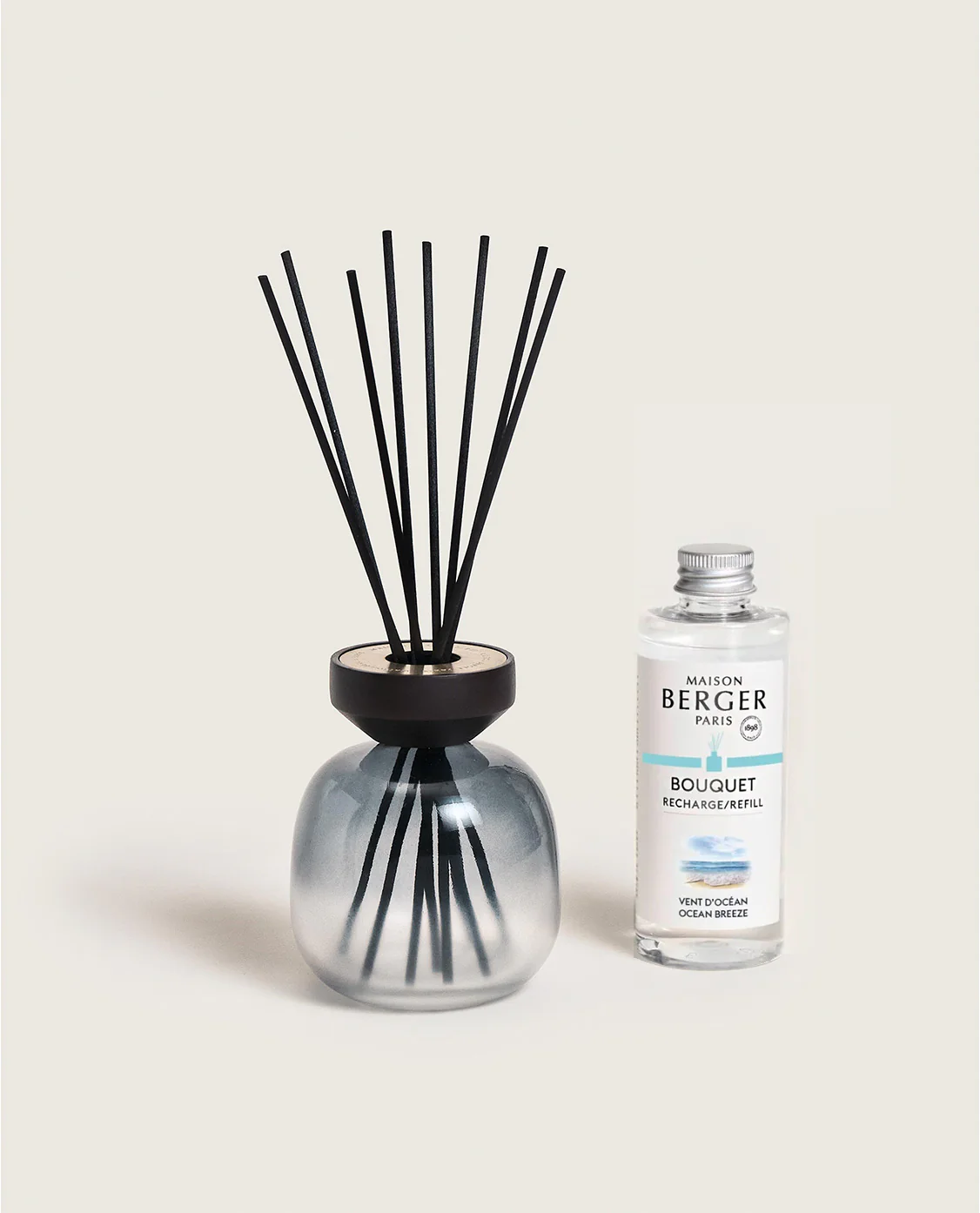 Wood Black/Frosted White Reed Diffuser with Ocean Breeze