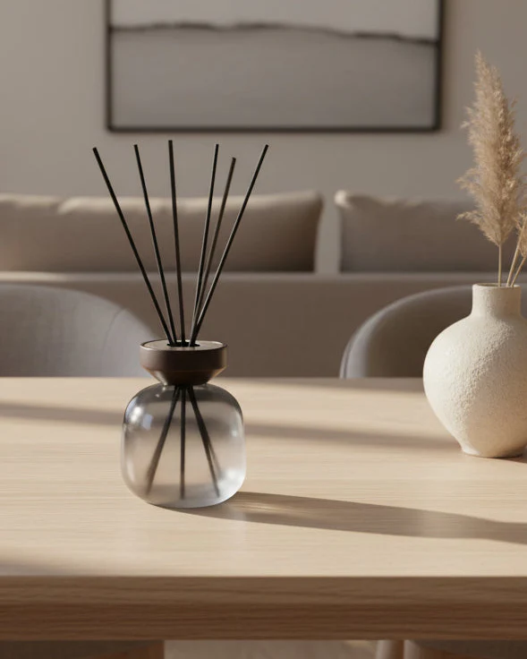 Wood Black/Frosted White Reed Diffuser with Ocean Breeze - Image 2